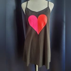 Victoria's Secret Black Nightgown With Pink/Red Heart*